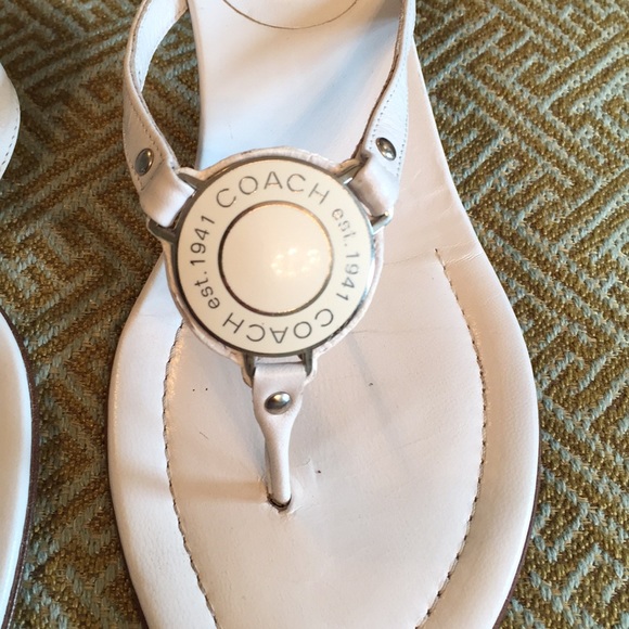 COACH Sandals Leather w/ Wooden Heel - Picture 2 of 7